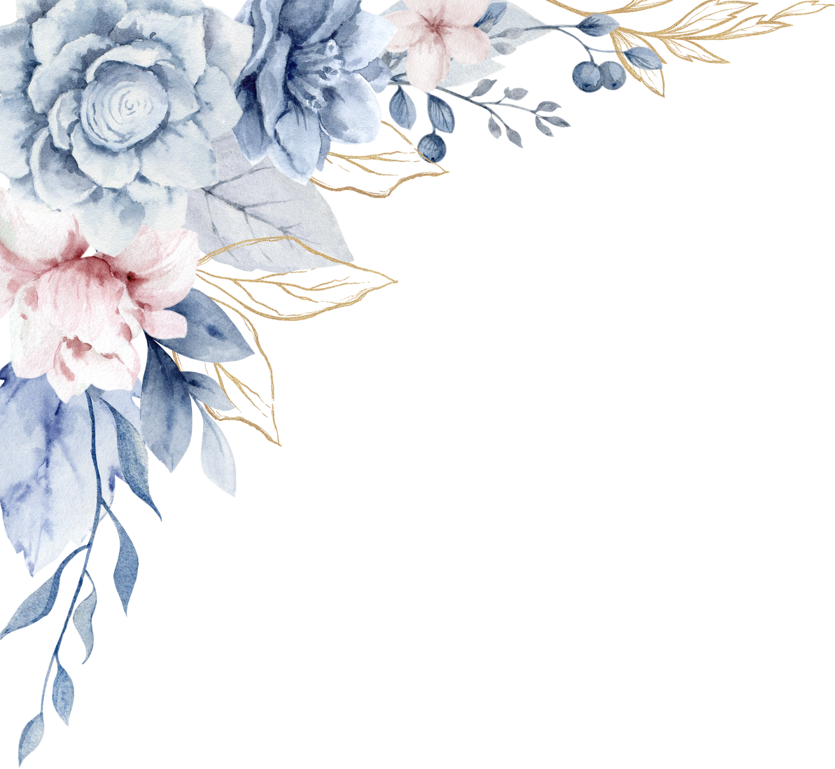 Blue gold corner floral border